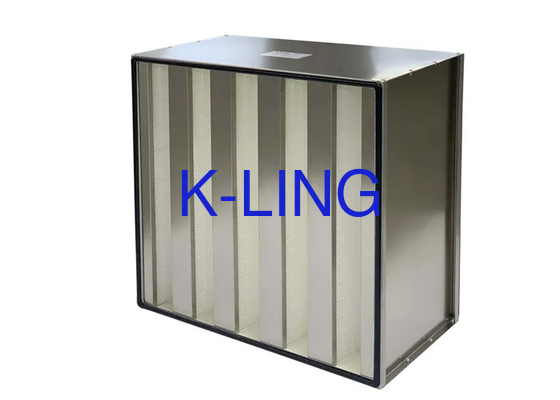 16.44 m2 gemiddelde luchtstroom einddruk 400pa Minipleats V-celfilter voor milieubescherming