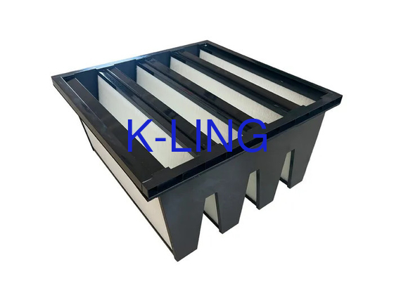 Plastic Frame V Bank Filter Voor Industriële Sleek Polyurethane Kleefmiddel Hoogste Temperatuur 80°C