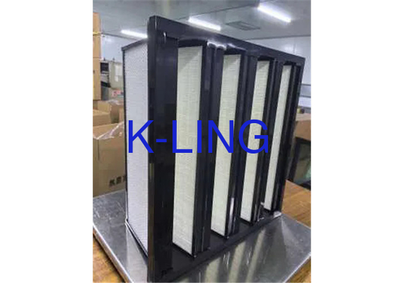 Plastic Frame V Bank Filter Voor Industriële Sleek Polyurethane Kleefmiddel Hoogste Temperatuur 80°C
