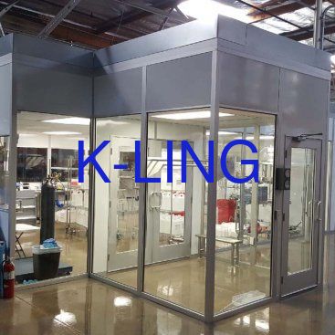 Hardwall Clean Room met HEPA-filter Luchtfiltratiesysteem Brandwerende deur en Dubbellaags vacuüm organisch glas raam
