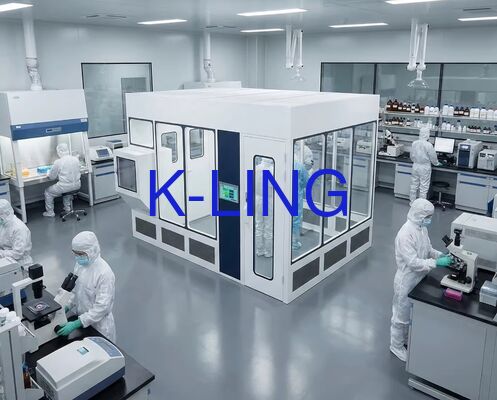 Hardwall Modulaire Cleanroom met Dubbellaags Vacuüm Organisch Glasraam en Glas Magnesium Steenwol Sandwichpaneel voor ISO5 ISO6 ISO7 ISO8 Zuivering