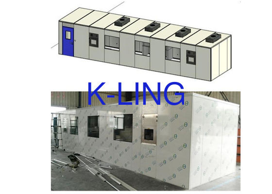 Modulaire schoonruimte met HEPA-filter en voorfilter, glas-magnesium-sandwichpaneel van rotswol 50 mm en ISO5 tot ISO8 zuiveringsgraad