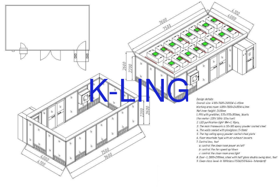 H13-H14 laminaire Stroomcleanroom in Cleanrooom met Luchtsnelheid 0.3-0.5m/S