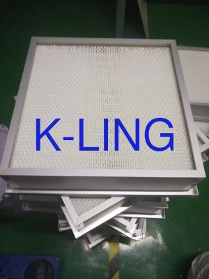 Cleanroom ceiling Mini-Pleats HEPA Air Filter with AB Glue Seal and Aluminum Frame