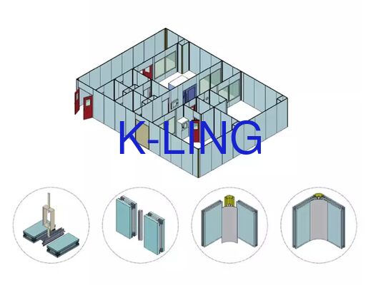 Modulair Cleanroom Systeem met HEPA/ULPA Filters voor Klasse 100/1000/10000 Gecontroleerde Omgeving en 50mm Dikte
