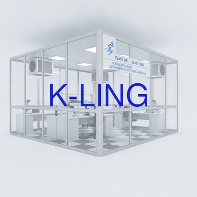 Modulaire cleanroom van meer dan 350 lux met vloer van PVC- of aluminiumlegering Materiaalklasse 100 1000 10000 Zuiveringsgraad Geoptimaliseerd voor elektronica-assemblage